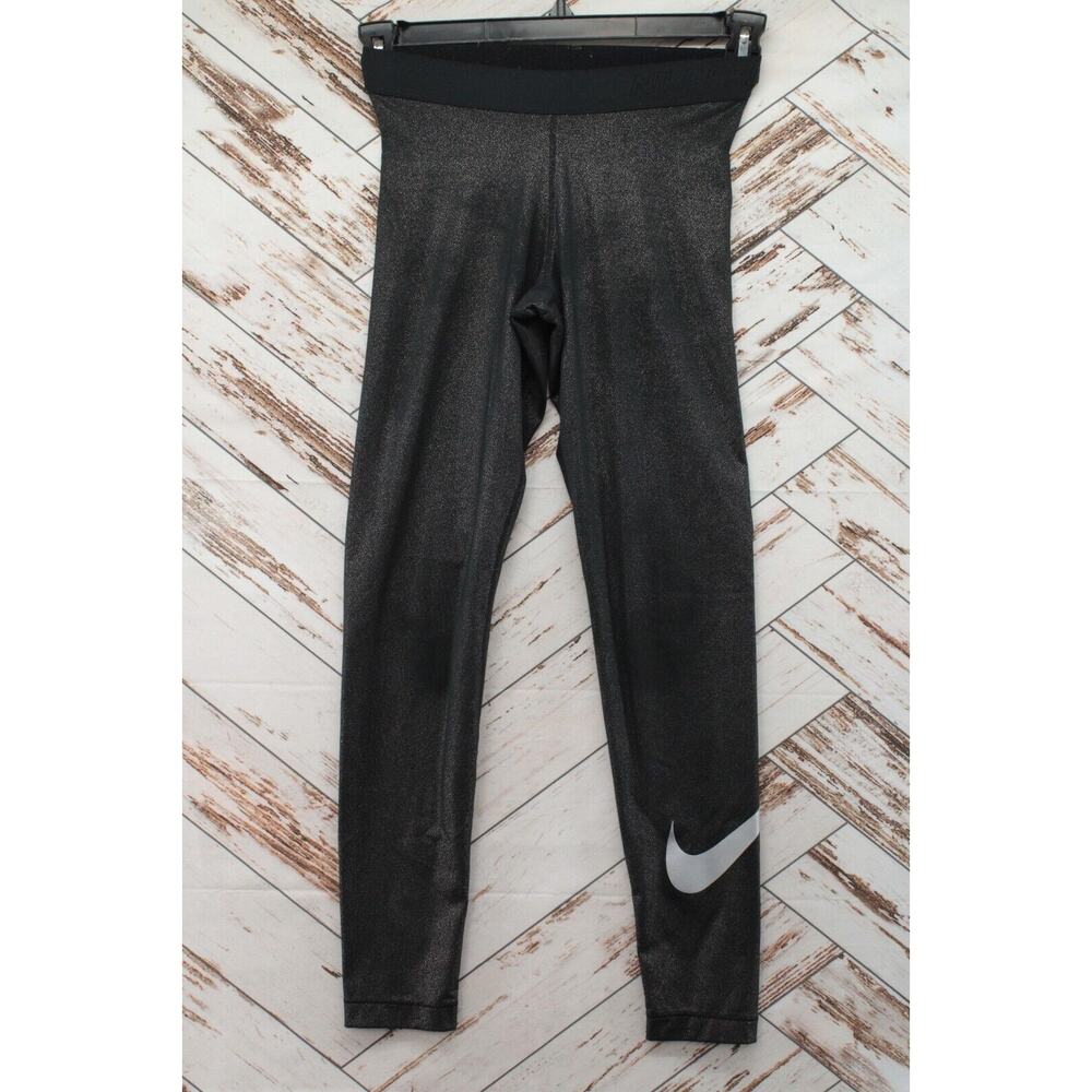 Nike Pro-cool Dri Fit Tights Women Small Black/Silver Sparkle 881778-010 Base